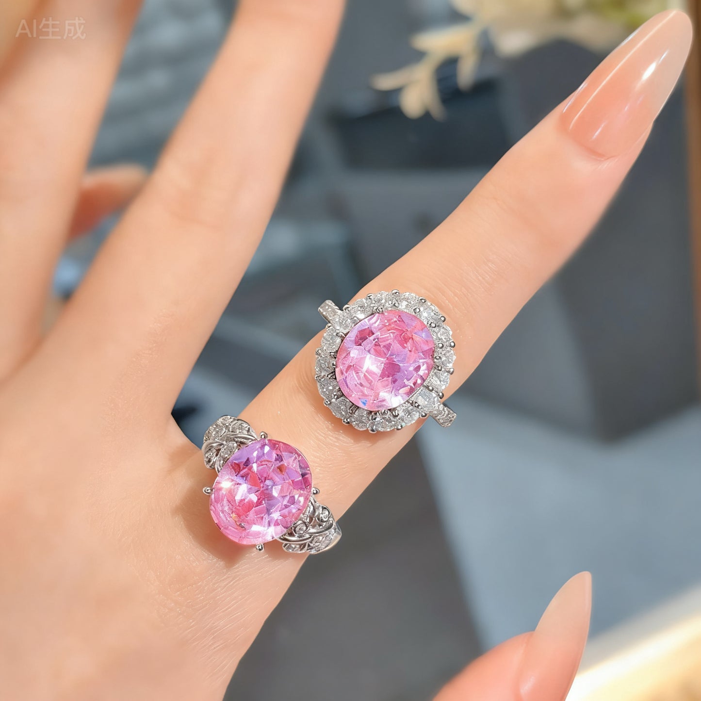 Pink Fantasy Oval Cut Ring
