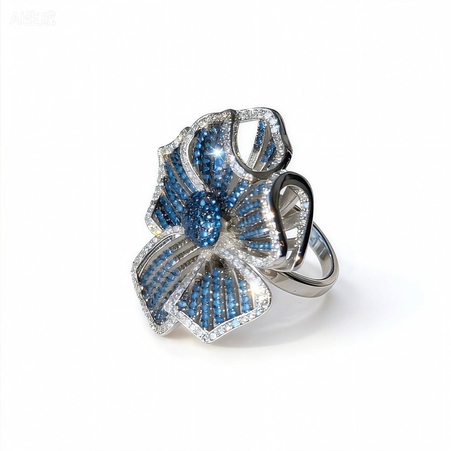 Sapphire Flower Cutout Statement Ring