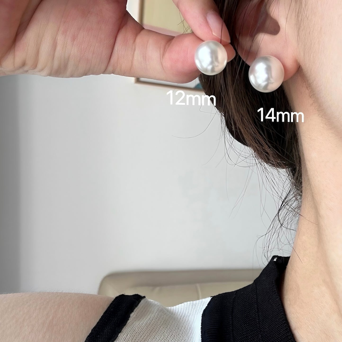 White Round Swarovski Pearl Stud Earrings