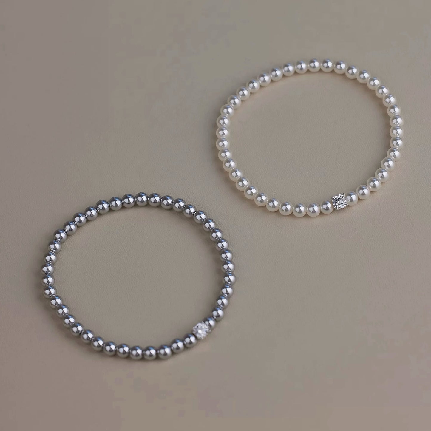 Square Rhinestone Swarovski Pearl Stretch Bracelet