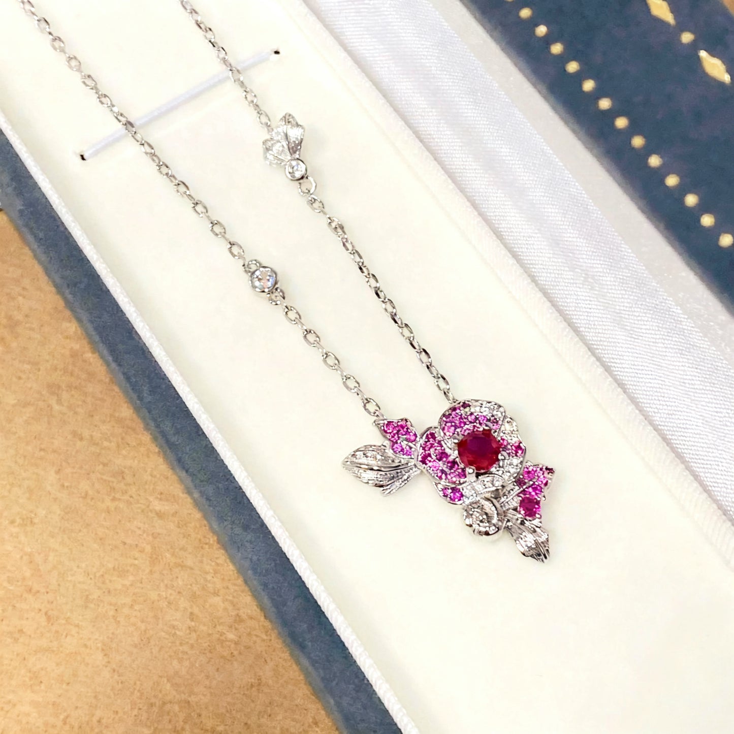 Vintage Rose Ruby Stud Earrings