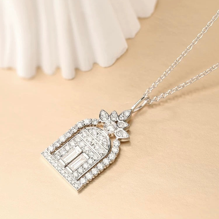 Diamond Gates Pendant Silver Necklace