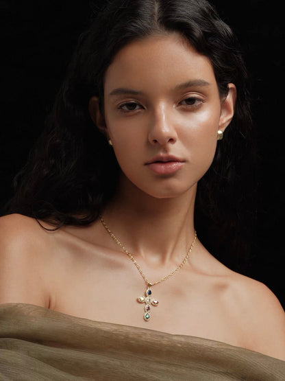 Rainbow Cross Necklace