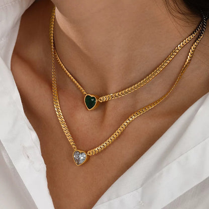 Crystal Heart Snake Chain Set