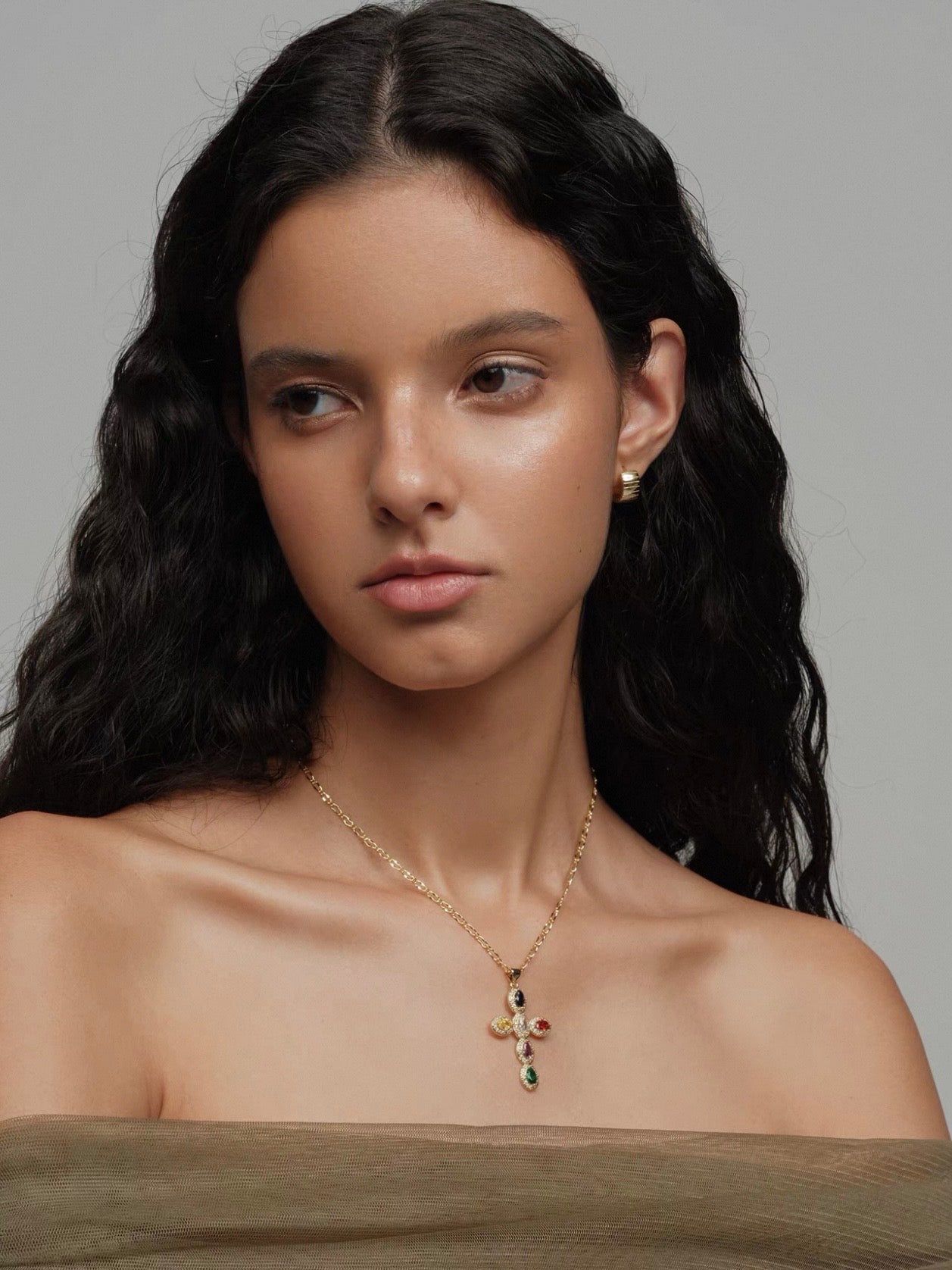Rainbow Cross Necklace