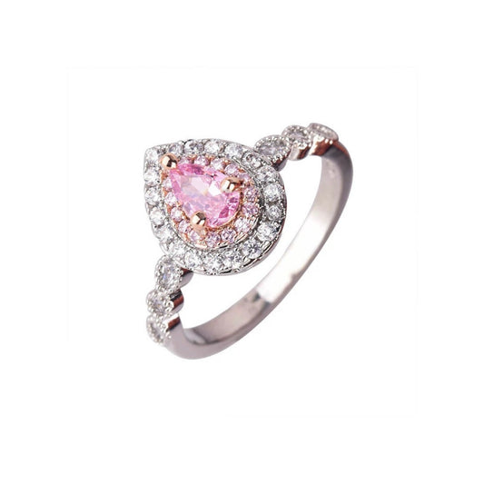 Pink Moissanite Double Halo Pavé Ring