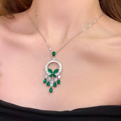 Butterfly Emerald Hoop Earrings