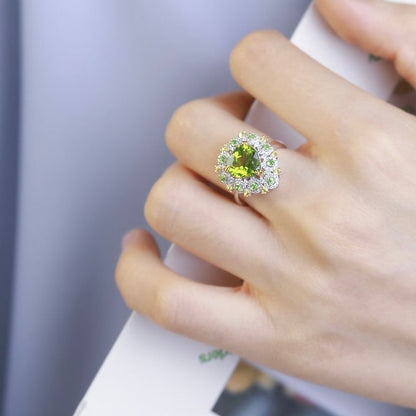 Green Heart Peridot Ring