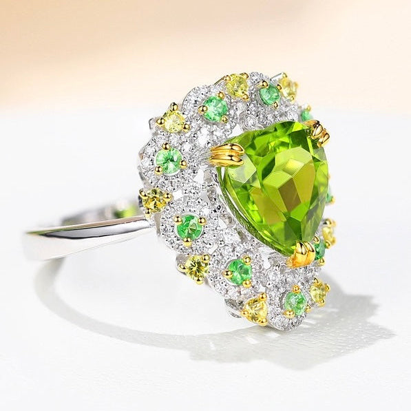 Green Heart Peridot Ring