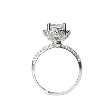 Tulip Halo Pavé Ring