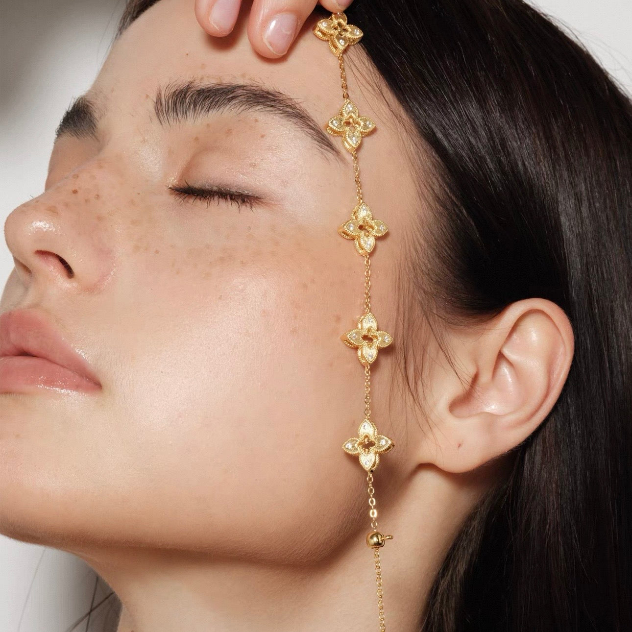 Hollow Clover Brushed Gold Bracelet