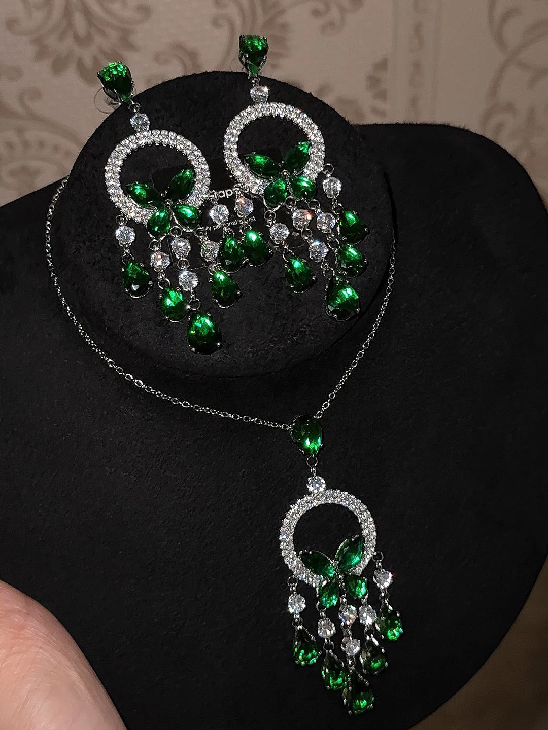 Butterfly Emerald Hoop Earrings