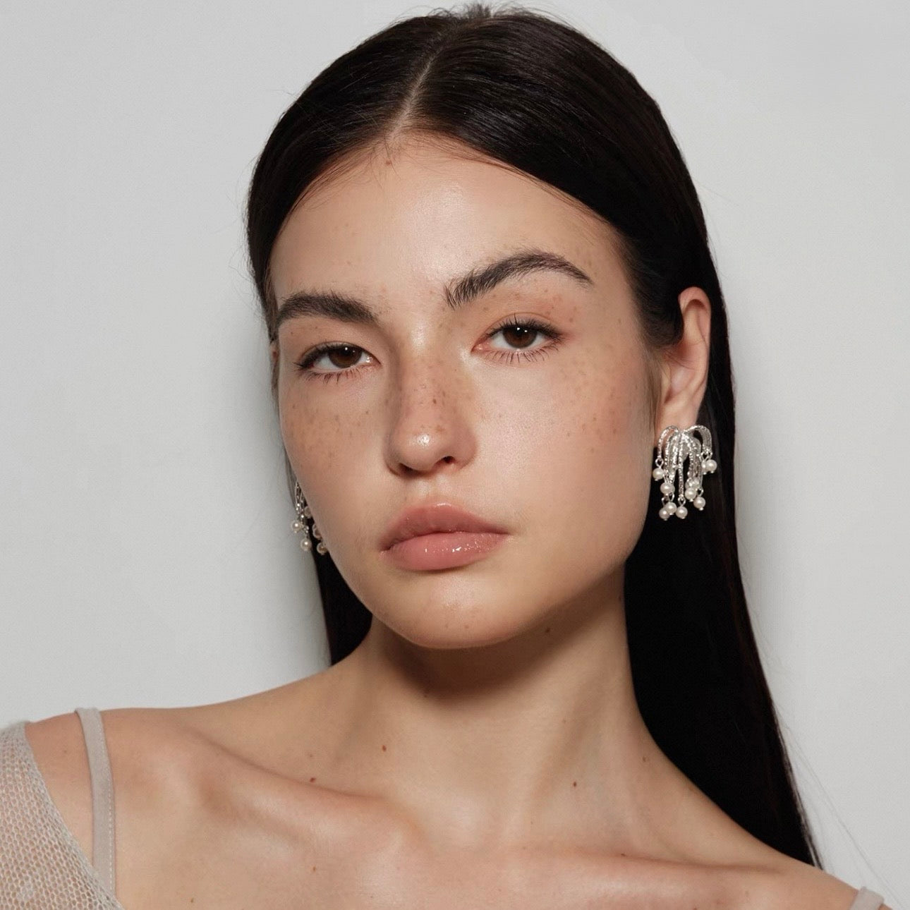 Silver Fireworks Pearl Drops Earrings