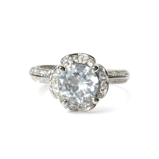 Tulip Halo Pavé Ring