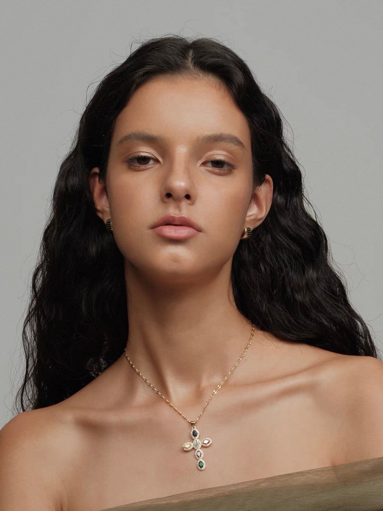 Rainbow Cross Necklace