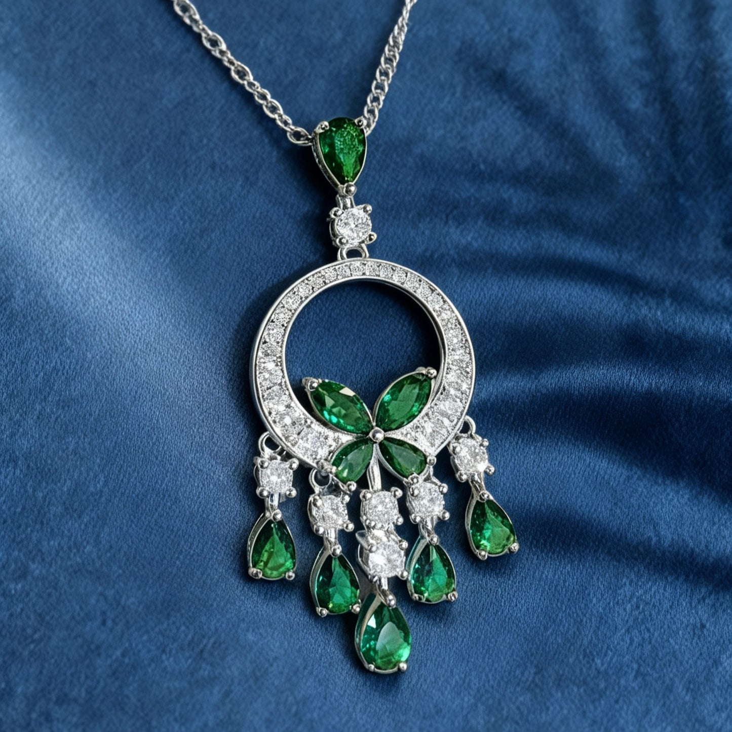 Butterfly Emerald Hoop Earrings