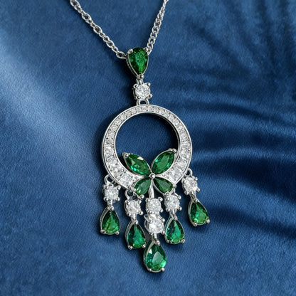 Butterfly Emerald Hoop Earrings