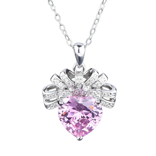 Heart and Bow Pendant Necklace
