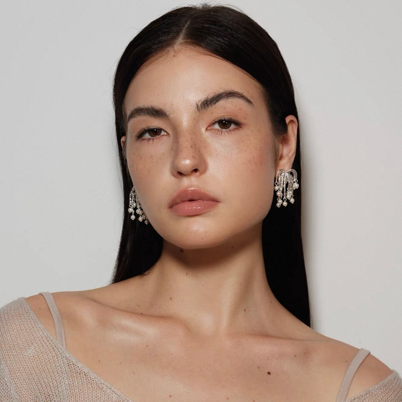 Silver Fireworks Pearl Drops Earrings