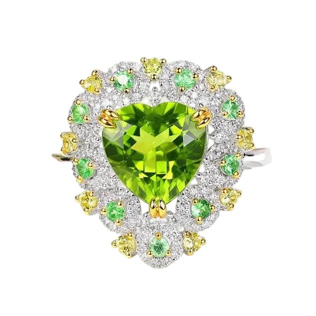 Green Heart Peridot Ring