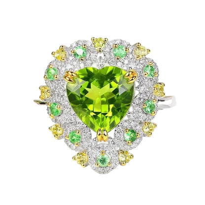Green Heart Peridot Ring