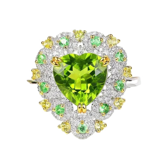 Green Heart Peridot Ring