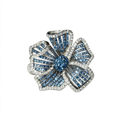Sapphire Flower Cutout Statement Ring