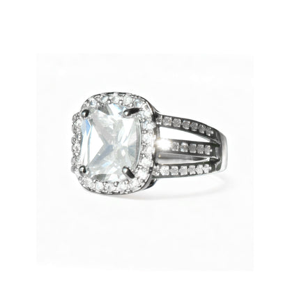 Square Halo Split Shank Ring