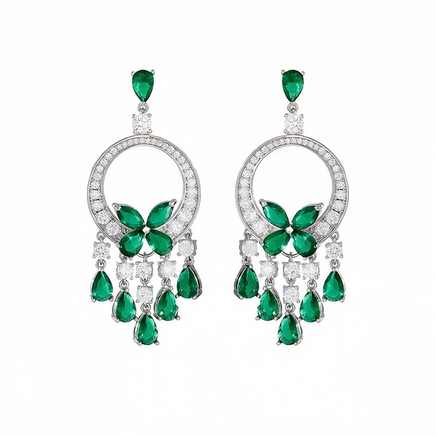 Butterfly Emerald Hoop Earrings