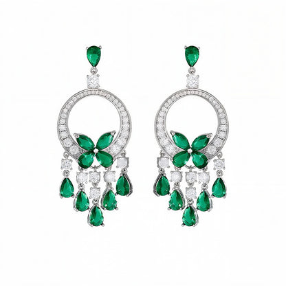 Butterfly Emerald Hoop Earrings
