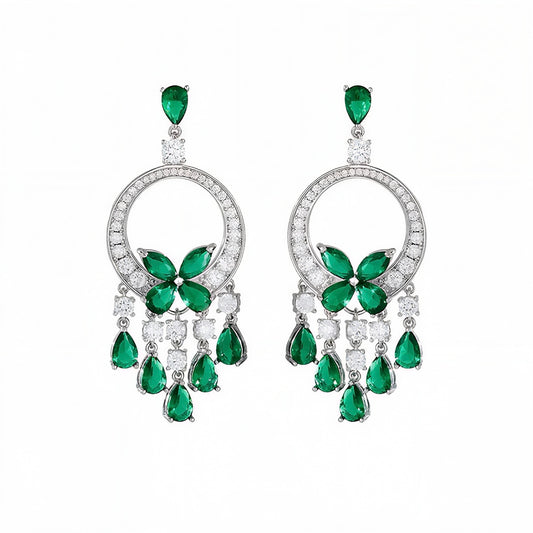 Butterfly Emerald Hoop Earrings