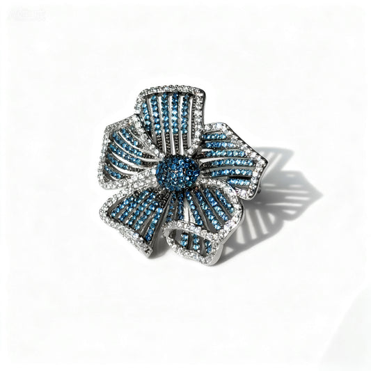Sapphire Flower Cutout Statement Ring