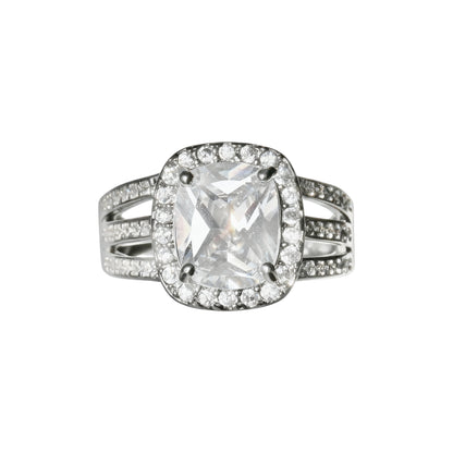 Square Halo Split Shank Ring