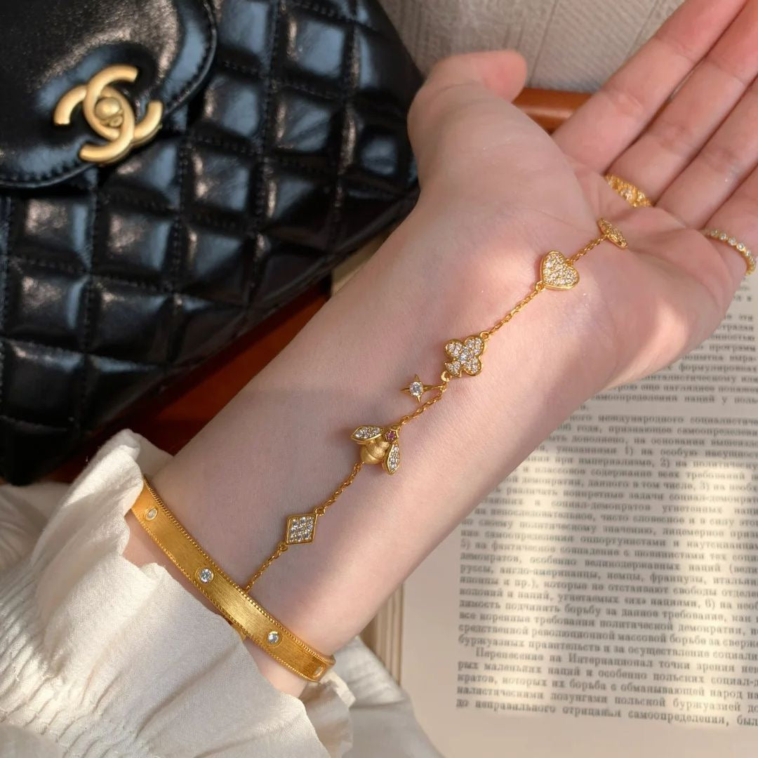 Golden Honeybee Charm Set
