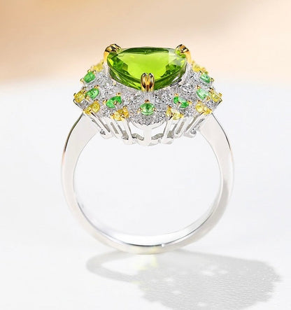 Green Heart Peridot Ring