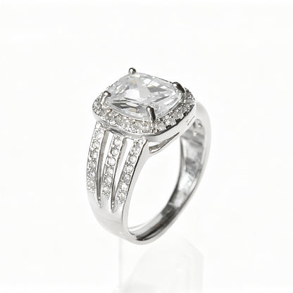 Square Halo Split Shank Ring