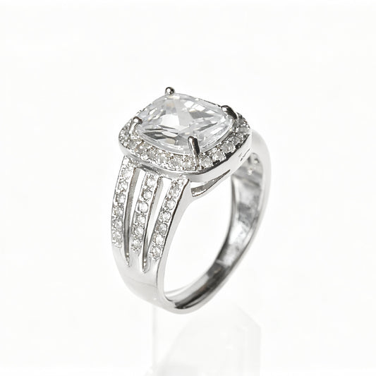 Square Halo Split Shank Ring