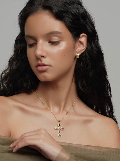 Rainbow Cross Necklace