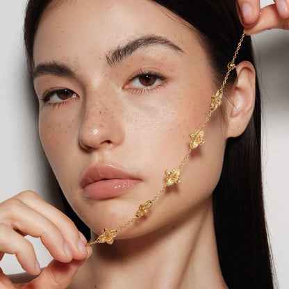 Hollow Clover Brushed Gold Bracelet