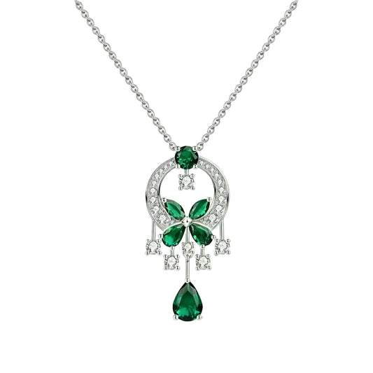 Butterfly Emerald Pendant Necklace