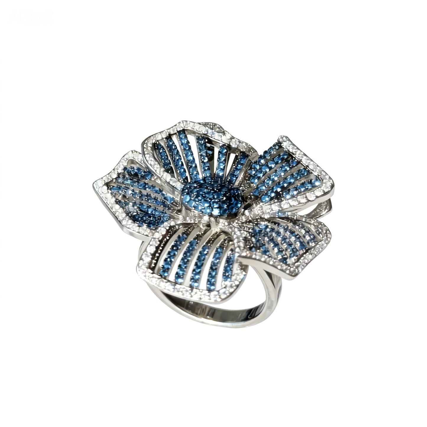 Sapphire Flower Cutout Statement Ring