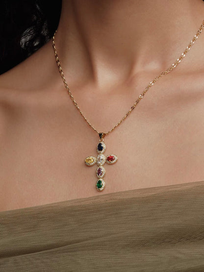 Rainbow Cross Necklace