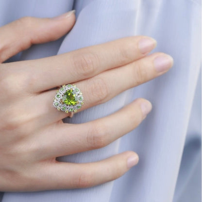 Green Heart Peridot Ring