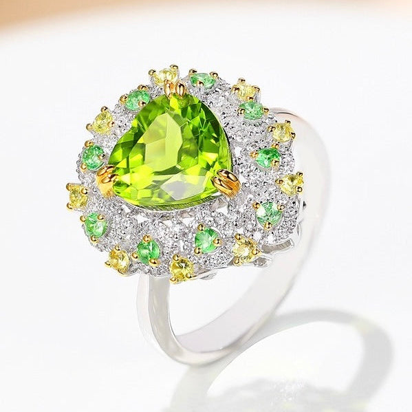 Green Heart Peridot Ring