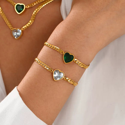 Crystal Heart Snake Chain Set