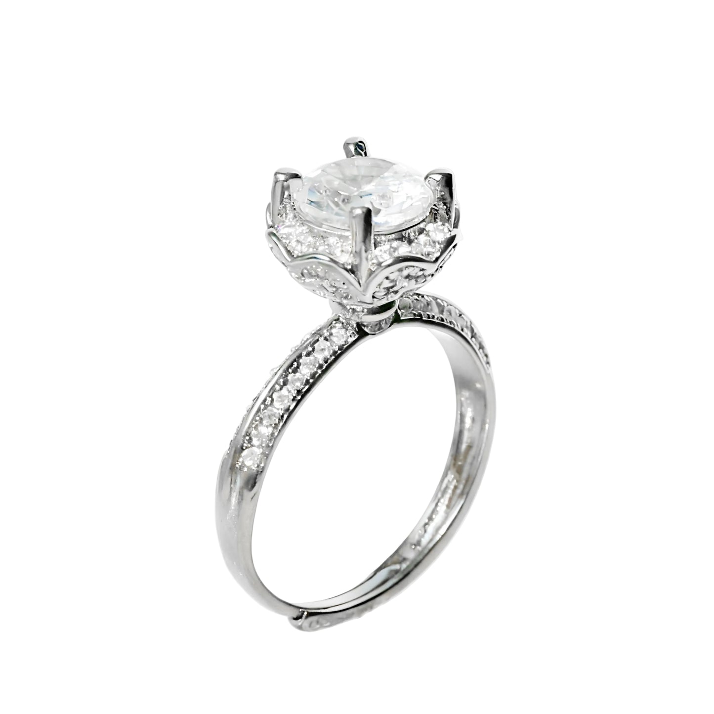 Tulip Halo Pavé Ring