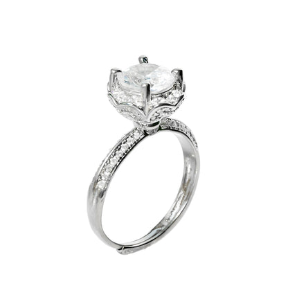 Tulip Halo Pavé Ring