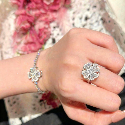 Diamond Clover Spinner Worry Ring