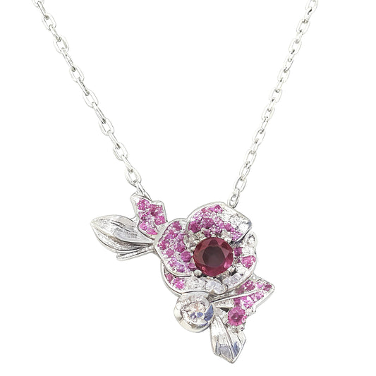 Vintage Rose Ruby Necklace