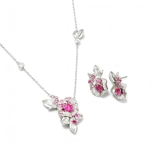 Vintage Rose Ruby Stud Earrings